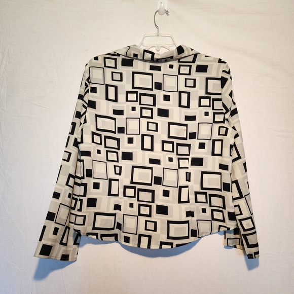 Giorgio Fiorelli Monochrome Square Print Blouse - Picture 2 of 8